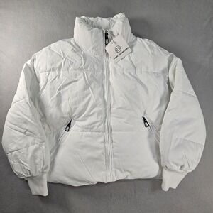 Pink Diamond Puffer Jacket Womens Medium White NWT Oversized JA2305